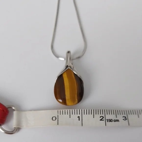 Tiger Eye - Silver Pendant Necklace Silver Chain - Picture 9 of 10
